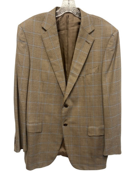 Peter Millar Beige & Multi Color Rayon Houndstooth Plaid 2 Button Men's Blazer Beige & Multi Color / 56R
