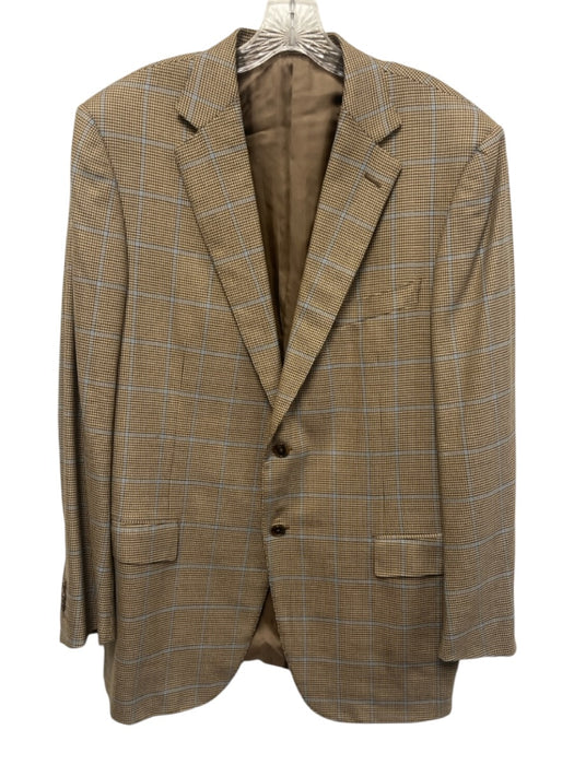 Peter Millar Beige & Multi Color Rayon Houndstooth Plaid 2 Button Men's Blazer Beige & Multi Color / 56R