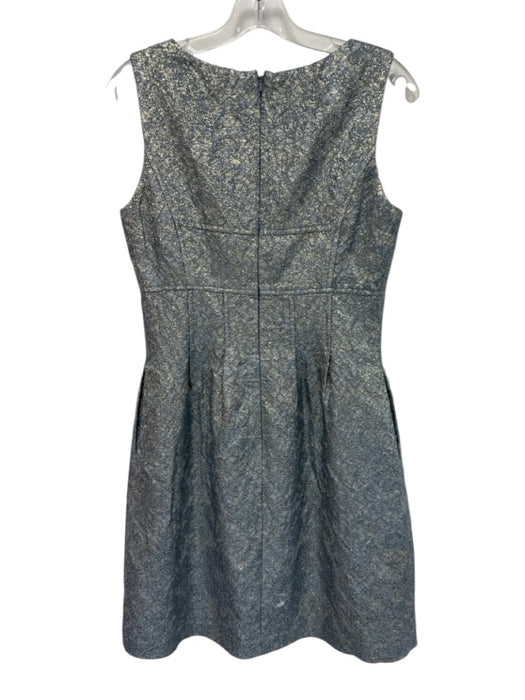 Lela Rose Size 6 Blue & Gold Polyester Blend Metallic Thread Sleeveless Dress Blue & Gold / 6