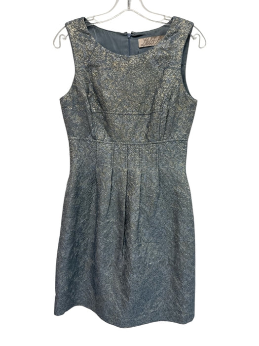 Lela Rose Size 6 Blue & Gold Polyester Blend Metallic Thread Sleeveless Dress Blue & Gold / 6