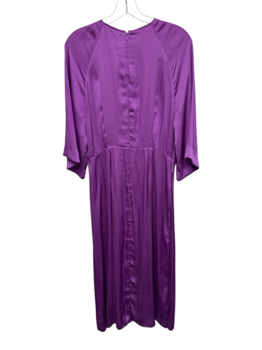Essential Antwerp Size 38 Purple Polyester 3/4 Sleeve Tie Detail Midi Dress Purple / 38