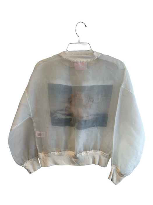 Selkie Size XS Ivory & Multi Polyester Long Sleeve Printed Detail Sheer Top Ivory & Multi / XS