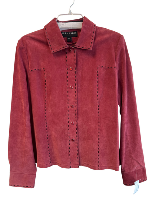 Bernardo Size L Pink Genuine Leather Long Sleeve Whipstitch buttonfront Jacket Pink / L