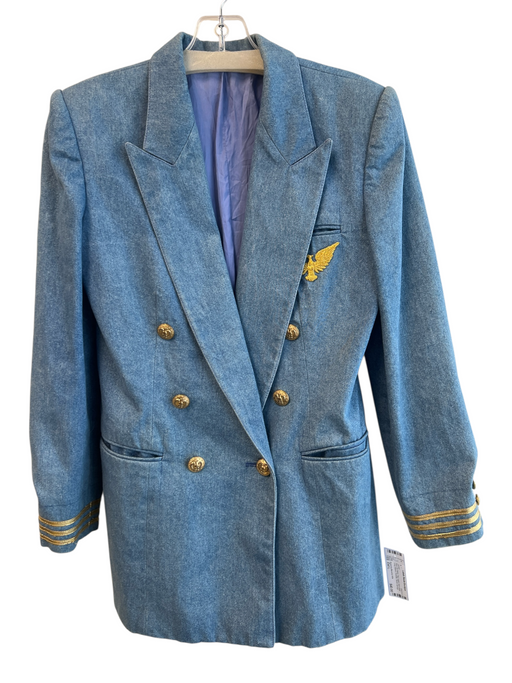 Susanna Beverly Hills Size Est L Blue No Fabric Tag Lapel Gold detail Jacket Blue / Est L