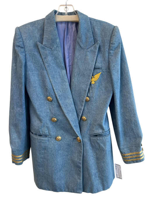 Susanna Beverly Hills Size Est L Blue No Fabric Tag Lapel Gold detail Jacket Blue / Est L
