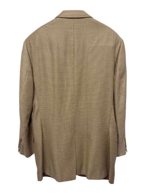 H Stockton Beige & Brown Wool Houndstooth 2 Button Men's Blazer Beige & Brown / 44L