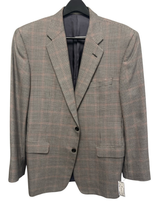 Hickey Freeman Black & Multi Silk Blend Houndstooth 2 Button Men's Blazer Black & Multi / 42R