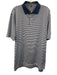 Peter Millar Size L Blue & White Synthetic Striped Polo Men's Short Sleeve Blue & White / L