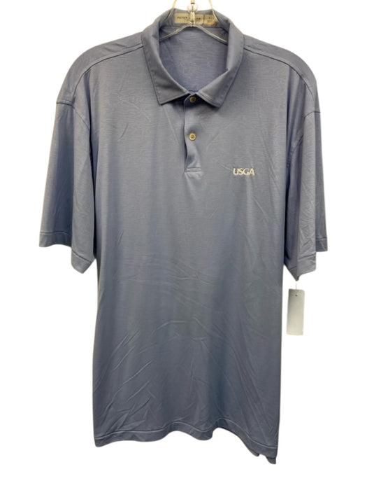 Peter Millar Size L Blue Synthetic Abstract Polo Athleisure Men's Short Sleeve Blue / L