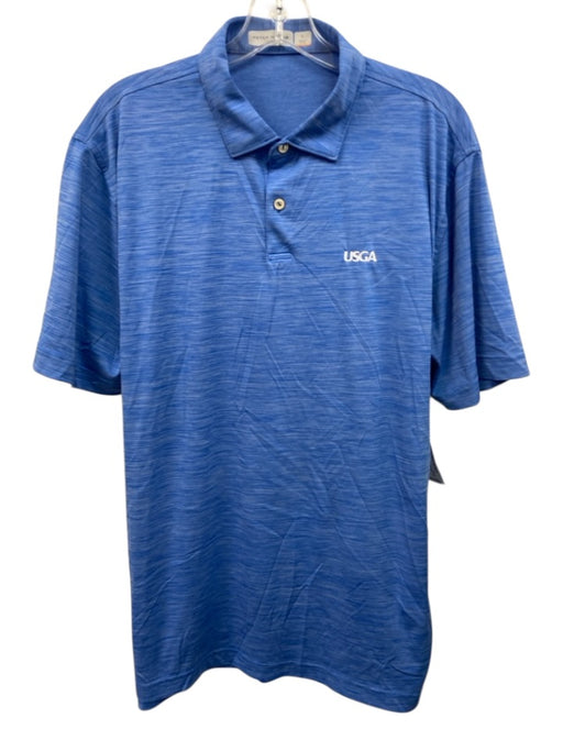 Peter Millar Size L Blue Synthetic Heathered Athletic Polo Men's Short Sleeve Blue / L
