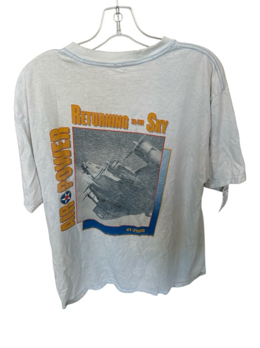 Vintage Size Est L White & Orange Cotton Graphic Men's T-Shirt White & Orange / Est L