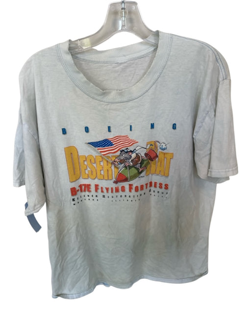Vintage Size Est L White & Orange Cotton Graphic Men's T-Shirt White & Orange / Est L