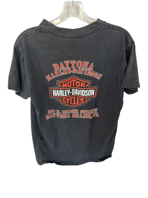 Harley Davidson Vintage Size M Black & Orange Cotton logo Motorcycle T-Shirt Black & Orange / M