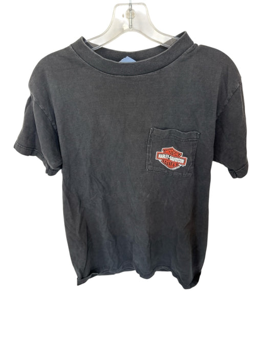 Harley Davidson Vintage Size M Black & Orange Cotton logo Motorcycle T-Shirt Black & Orange / M