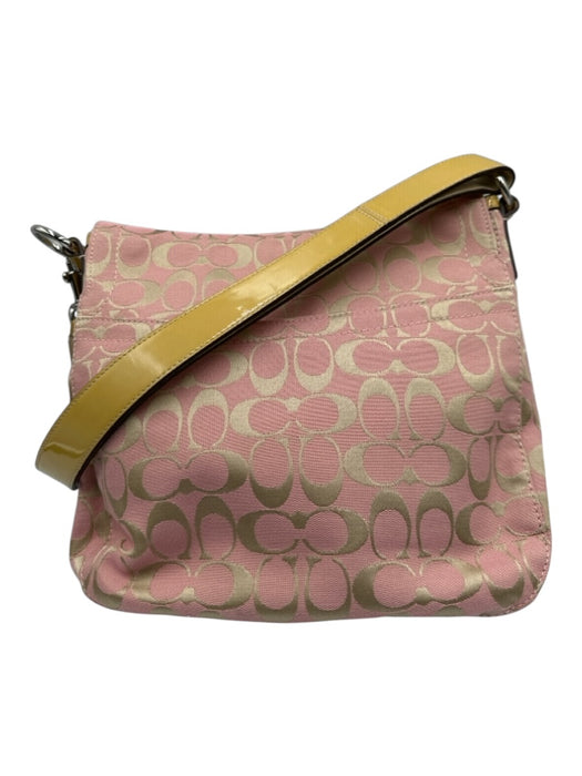 Coach Pink & Beige Canvas & Leather Patent Leather Monogram Turnlock Bag Pink & Beige / Medium