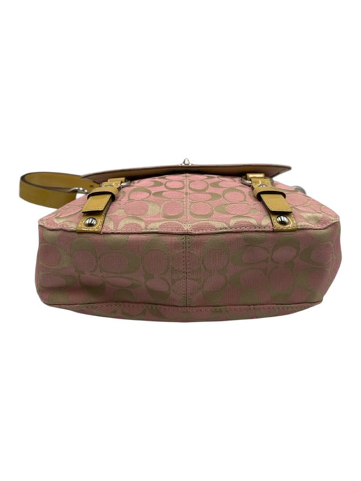 Coach Pink & Beige Canvas & Leather Patent Leather Monogram Turnlock Bag Pink & Beige / Medium