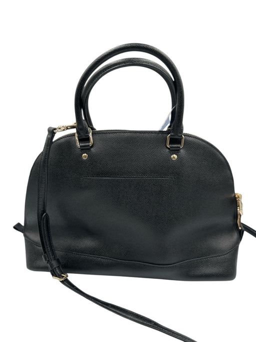 Coach Black Leather Zip Close Logo Top Handle Crossbody Strap Bag Black / Large