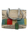 Coach Tan, Silver, & Multi Canvas & Leather Zip Close Monogram Patch Tote Bag Tan, Silver, & Multi / Medium