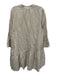Sabbia Di Lino Size L Gray Beige Linen 3/4 Bell Sleeve 1/2 Button Pleated Dress Gray Beige / L
