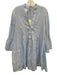 Sabbia Di Lino Size L Light Blue Linen 3/4 Bell Sleeve 1/2 Button Pleated Dress Light Blue / L