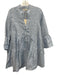 Sabbia Di Lino Size M Gray Blue Linen 3/4 Bell Sleeve 1/2 Button Pleated Dress Gray Blue / M