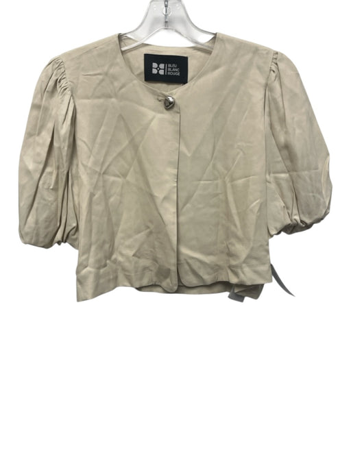 Bleu Blanc Rouge Size S Beige Viscose & Rayon Short Puff Sleeve 1 Button Jacket Beige / S