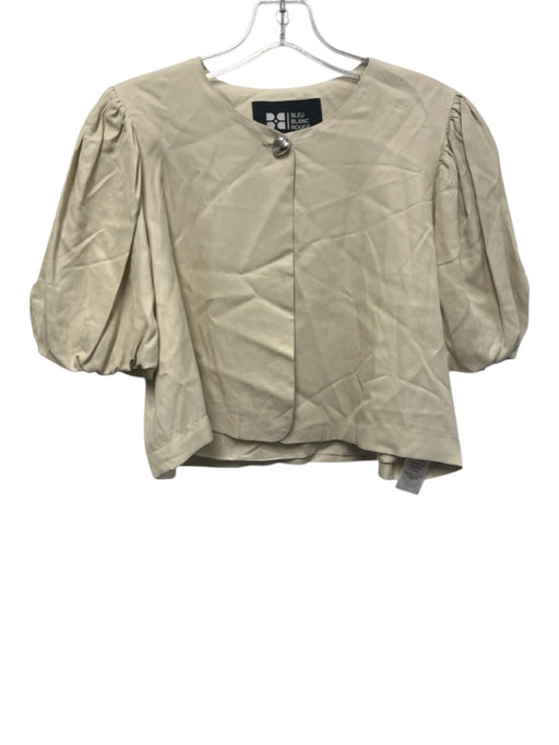 Bleu Blanc Rouge Size L Beige Viscose & Rayon Short Puff Sleeve 1 Button Jacket Beige / L