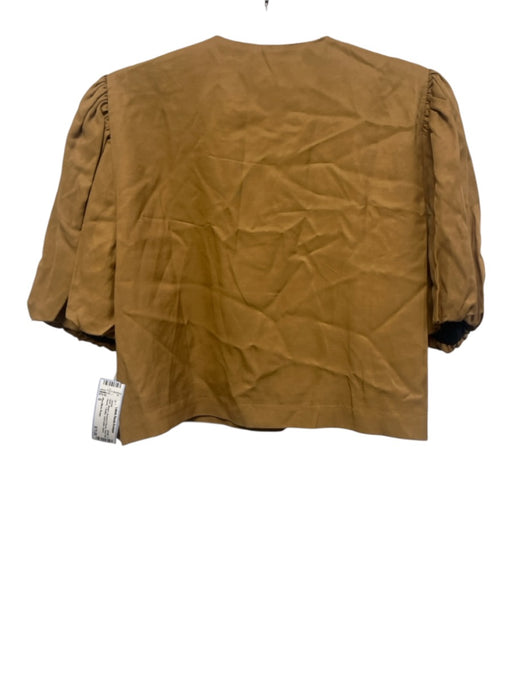 Bleu Blanc Rouge Size S Brown Viscose & Rayon Short Puff Sleeve 1 Button Jacket Brown / S