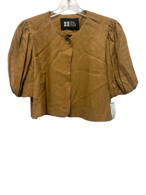 Bleu Blanc Rouge Size S Brown Viscose & Rayon Short Puff Sleeve 1 Button Jacket Brown / S