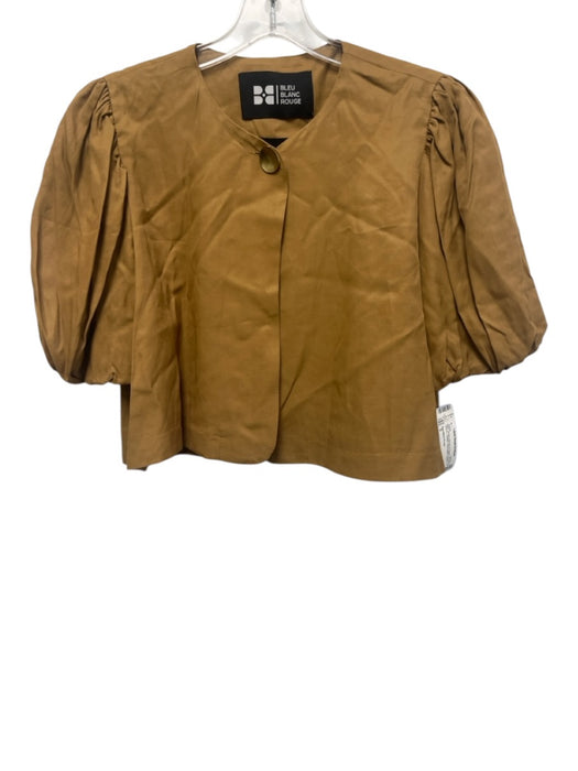 Bleu Blanc Rouge Size S Brown Viscose & Rayon Short Puff Sleeve 1 Button Jacket Brown / S