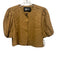 Bleu Blanc Rouge Size S Brown Viscose & Rayon Short Puff Sleeve 1 Button Jacket Brown / S