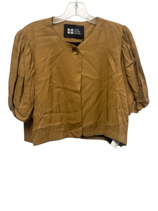 Bleu Blanc Rouge Size S Brown Viscose & Rayon Short Puff Sleeve 1 Button Jacket Brown / S