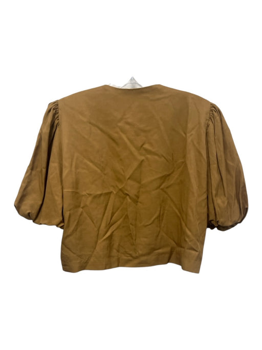 Bleu Blanc Rouge Size L Brown Viscose & Rayon Short Puff Sleeve 1 Button Jacket Brown / L