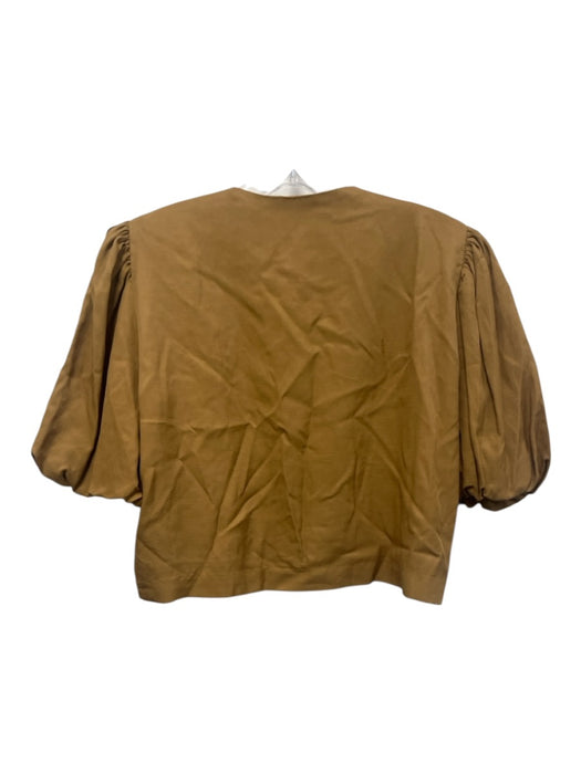 Bleu Blanc Rouge Size L Brown Viscose & Rayon Short Puff Sleeve 1 Button Jacket Brown / L