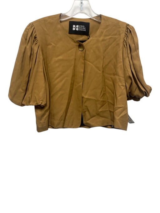 Bleu Blanc Rouge Size L Brown Viscose & Rayon Short Puff Sleeve 1 Button Jacket Brown / L