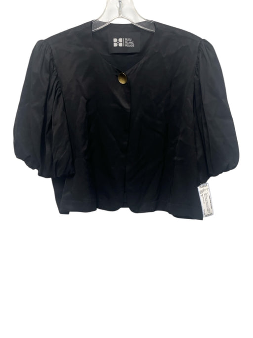Bleu Blanc Rouge Size S Black Viscose & Rayon Short Puff Sleeve 1 Button Jacket Black / S