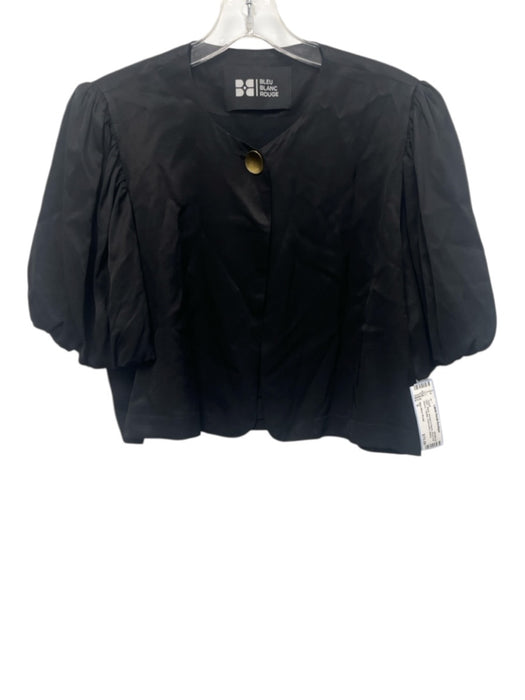 Bleu Blanc Rouge Size S Black Viscose & Rayon Short Puff Sleeve 1 Button Jacket Black / S