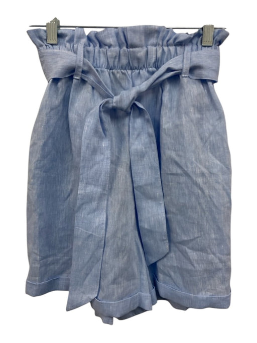 Sabbia Di Lino Size XS Light Blue Linen Elastic Paperbag Waist Heathered Shorts Light Blue / XS