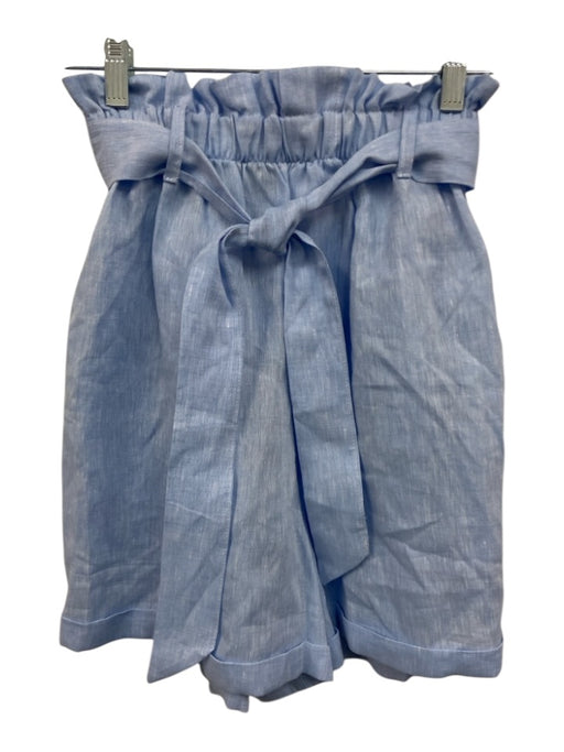 Sabbia Di Lino Size S Light Blue Linen Elastic Paperbag Waist Heathered Shorts Light Blue / S