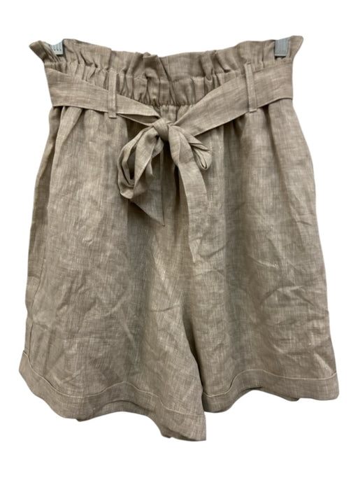 Sabbia Di Lino Size L Beige Linen Elastic Paperbag Waist Heathered Sash Shorts Beige / L