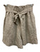 Sabbia Di Lino Size L Beige Linen Elastic Paperbag Waist Heathered Sash Shorts Beige / L