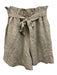 Sabbia Di Lino Size S Beige Linen Elastic Paperbag Waist Heathered Sash Shorts Beige / S