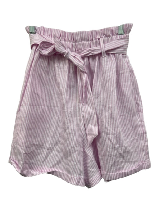 Sabbia Di Lino Size XS Pink & White Linen Elastic Paperbag Waist Stripe Shorts Pink & White / XS