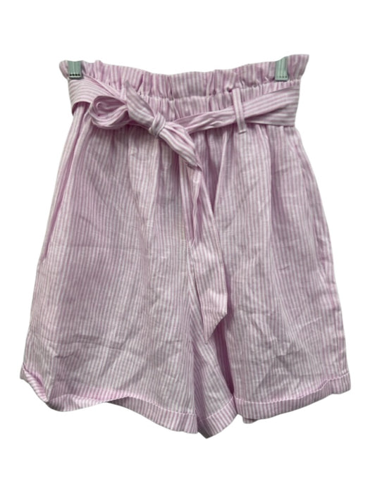 Sabbia Di Lino Size M Pink & White Linen Elastic Paperbag Waist Stripe Shorts Pink & White / M