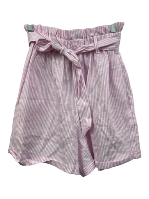 Sabbia Di Lino Size S Pink & White Linen Elastic Paperbag Waist Stripe Shorts Pink & White / S