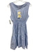 Sabbia Di Lino Size M Blue & White Linen Sleeveless Smocked Waist Stripe Dress Blue & White / M