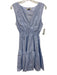 Sabbia Di Lino Size M Blue & White Linen Sleeveless Smocked Waist Stripe Dress Blue & White / M