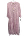 Sabbia Di Lino Size S Pink & White Linen 3/4 Flare Sleeve Stripe Midi Dress Pink & White / S