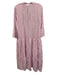 Sabbia Di Lino Size L Pink & White Linen 3/4 Flare Sleeve Stripe Midi Dress Pink & White / L