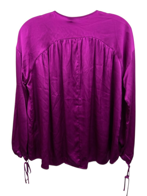 Catherine Gee Size XS Purple Silk Long Sleeve Split Neck Tie Neck Top Purple / XS